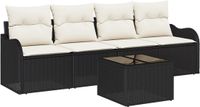 vidaXL Tuinbank Set 5-delig Zwart en Crème