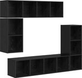vidaXL Tv-meubelset - 4 stuks - Zwart Eiken Bewerkt Hout