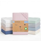 roba Lil Planet babyhoeslaken voor wieg, 40 x 90 cm tot 45 x 90 cm, rekbaar, biologisch jersey katoen, Oeko-Tex, roze/paars