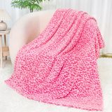 SEEGU Cheetah Fleece deken, knusse warme pluche luipaarddeken, roze, lichte dekens voor bank, bed, camping, reizen, 127 x 152 cm (BP-15)