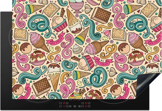 KitchenYeah® Inductie beschermer 77x51 cm - Wafel & IJs - Inductie kookplaat accessoire