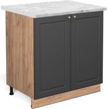 Vicco Fame-Line Keukenonderkast – 80 cm met legplank, WB Marmer Antraciet-goud