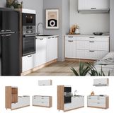 Vicco Keuken Fame-Line, Wit Landhuis/Goudkleurig Eiken, 340 cm zonder werkblad