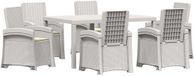 vidaXL Salon de jardin, 7 pièces, blanc et crème, plastique PP