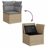 vidaXL 7-delige Loungeset met kussens, polyrattan, beige