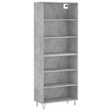 vidaXL Hoge kast, betonkleur, 69,5 x 34 x 180 cm, houtvezelplaat