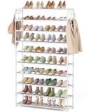 Unyqoos® Étagère à chaussures à 10 niveaux pour 50 paires de chaussures - Solution de rangement de chaussures peu encombrante en blanc