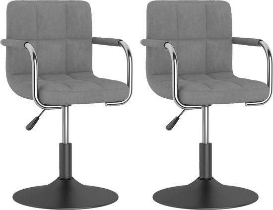 vidaXL Eetkamerstoelen draaibaar 2 stuks fluweel lichtgrijs