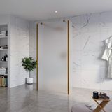 Fortifura Galeria Vrijstaande Inloopdouche - 100x200cm - Mat Glas - Antikalk - 8mm Veiligheidsglas - Geborsteld Koper