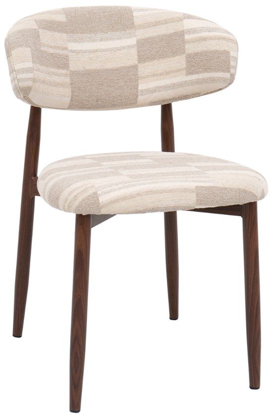 DÉJA Living Eetkamerstoel Skara - Greige/Walnoot - Set van 2