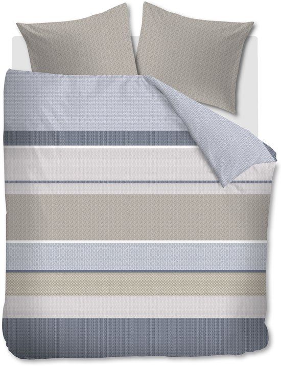 Beddinghouse Hilde dekbedovertrek Lits-Jumeaux Blauw Katoen Gestreept 240 x 200/220 cm