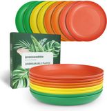 Markenlos Shenzhen Haorui Industrial Technology Co., Ltd. 8 x 25 cm bordenset, onbreekbare borden, herbruikbare kinderborden, lichtgewicht plastic borden, campingborden, magnetron- en vaatwasmachinebestendig
