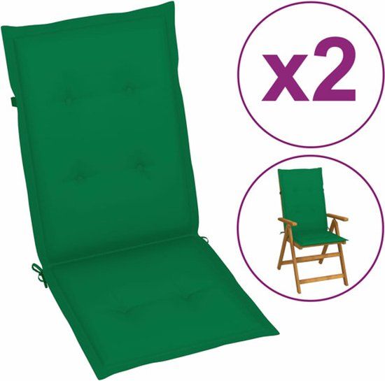 vidaXL Tuinstoelkussens 2 stuks Hoge Rug 120x50x3 cm Stof Groen