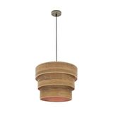 Drievoudige hanger, smile, 1 x e27, leer/donker hout, regx40 x 40 cm