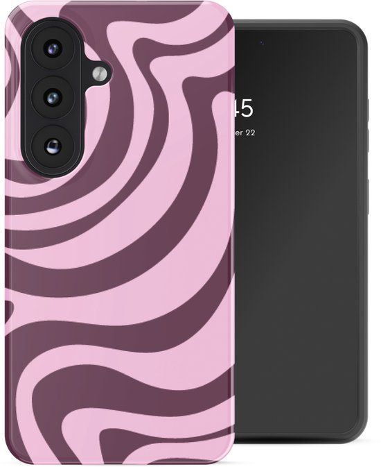 Selencia Hoesje - Geschikt voor Samsung Galaxy S26 - Backcover - Wavy Swirl Pink Plum