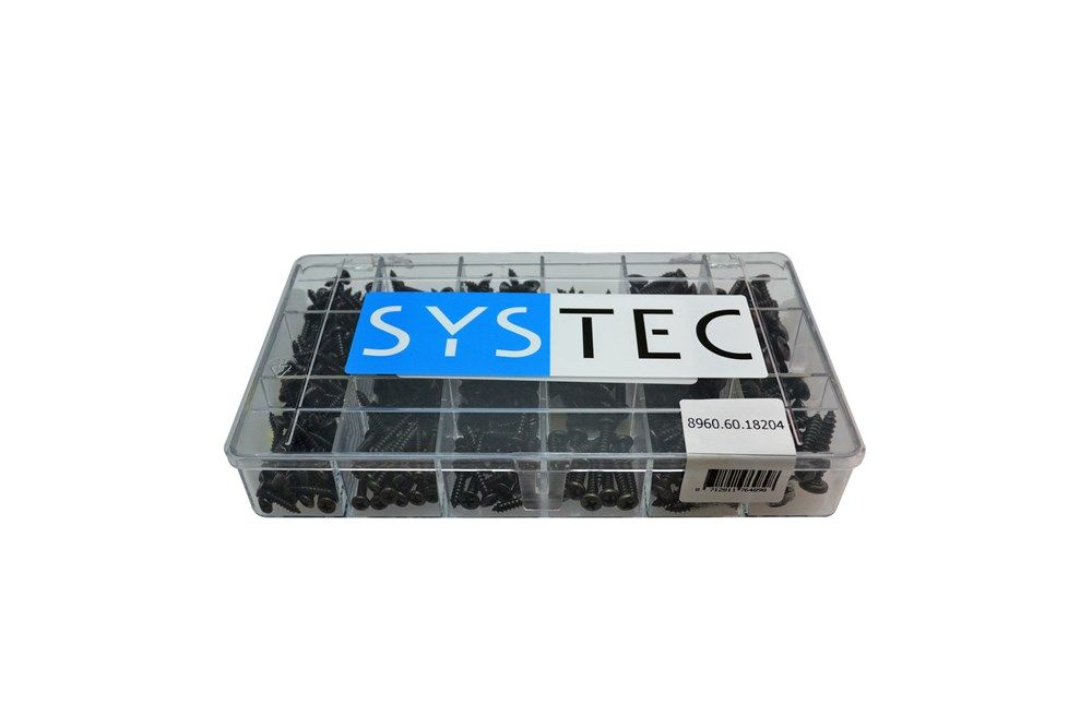 Hoenderdaal Systec Assortimentsdoos 18-vaks Plaatschroef Zwart DIN7981/7983