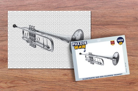 MuchoWow Puzzel Illustratie van een zilveren trompet - Legpuzzel - Puzzel 1000 stukjes volwassenen