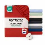 Komfortec Jersey Stretch Hoeslaken 200x200 cm - 23cm Matrasdikte - Rondom Elastiek - 100% Katoen - Rood