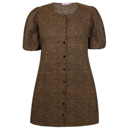 Anyday A-lijn jurk Plus Size met panterprint - bruin