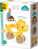 SES Creative 2-in-1 Houten Triceratops Duw- en Trekspeelgoed