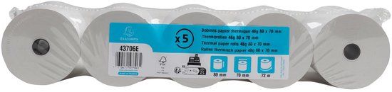 Exacompta 20x Rollen voor kastickets 80x80x12x72 - 1 laags thermisch 55g/m2 zonder BPA - Wit - 43706E