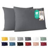 Dreamzie Kussensloop (Set van 2) – Antraciet Katoen - Voor Kussens 50 x 70 cm - 100% Jersey Katoen - Beddengoed Dubbel Bed Kussensloop - Kussenbeschermer - Bestendig en Hypoallergeen