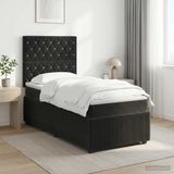 vidaXL Boxspringbed met matras Zwart 100 x 200 cm Fluweel