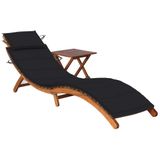 VidaXL Fauteuil Zwart gestoffeerd zitting acaciahout