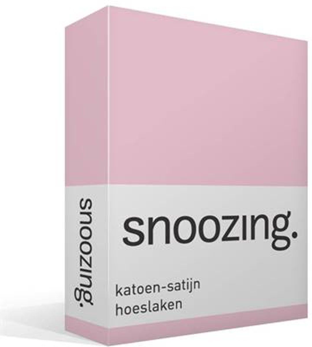 Snoozing Katoen-satijn Hoeslaken - 1-persoons (90x220 cm) - Roze