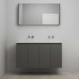 Ensemble de meubles de salle de bain en ligne - 120 cm - Kit - 4 portes sans poignée - Lavabo en acrylique - sans trou de robinetterie - Armoire miroir - Anthracite mat