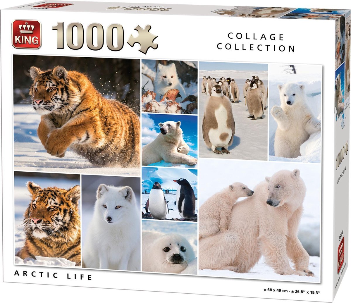 King Vakantie Puzzel Dierencollage Artic Life 1000 stukjes- 68 cm x 49 cm