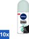 Nivea Black & White Invisible Active Deodorant Roller 50 ml - Voordeelverpakking - 10 stuks