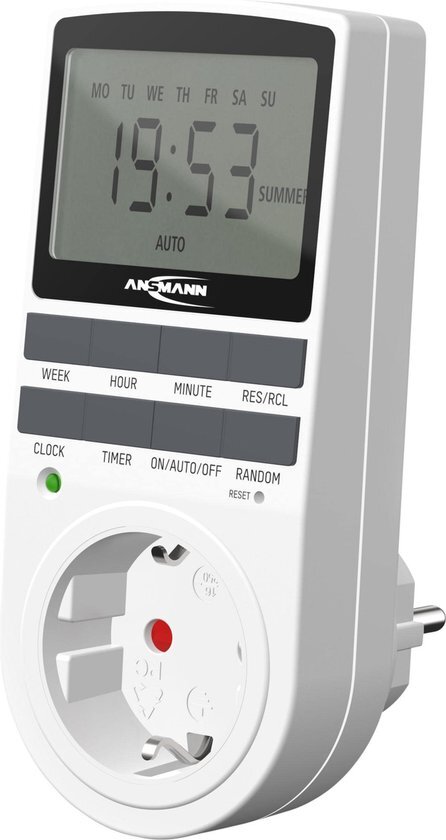 Ansmann AES4 Timer, 2,1 inch LCD-display, 3680 W, digitale timer met 10 schakeltijden per dag, toevalsfunctie, zomertijd