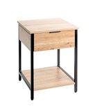 HAKU Bijzettafel 1 lade eiken licht zwart metaal spaanplaat lades sofatafel salontafel - Maat: B 40 cm x H 55 cm x D 40 cm, Stijl: Modern