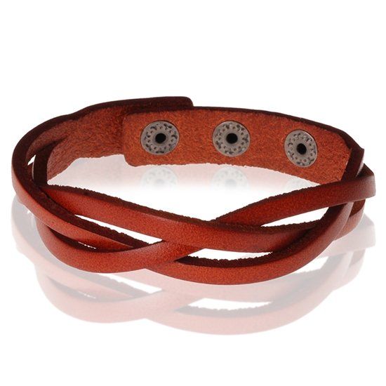 Stone Valley Gevlochten Leren Armband Heren Bruin
