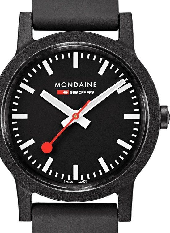 Mondaine Essence MS1.32120.RB - Dames horloge - Zwart - Rubber - 32mm