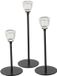 Boltze Home Set de chandeliers métal et verre noir 3 pièces Ø7cm