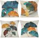 Merkloos Set van 4 Housse de coussin géométrique 50x50 cm Jaune floral lin carré moderne abstrait