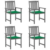 VidaXL Tuinstoel Terras Gecapitonneerde zitting Acaciahout Grijs