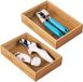 Unyqoos® Set de 2 organiseurs de tiroirs de cuisine - bac à couverts modulaire - organisateur de tiroir en bambou - brun clair