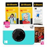 KODAK Printomatic Volledige Kleur Camera – 75 Vellen BUNDEL – Zink 2x3" Plakfoto Papier – Blauw