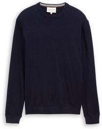Tom Tailor Pull en maille avec cachemire - Taille XL - Bleu marine chiné tricoté
