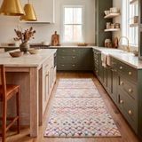 Safavieh Boho tapijt voor woonkamer, eetkamer, slaapkamer, Madison collectie, laagpolig, in ivoor en fuchsia, 80 x 180 cm