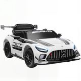 AIYAPLAY Elektrische auto Mercedes-AMG 12 V 2 motoren 3-8 jaar wit | Afstandsbediening 2,4 GHz, muziek, Ride-on, LED, claxon, zachte start, stabilisatoren, trekgreep