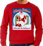 Bellatio Decorations Shoppartners Bv Foute Kersttrui - sweater - Merry Shitmas - Who stole the toiletpaper - rood - voor heren - kerstkleding / kerst outfit XL