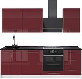 Vicco Complete keukeneenheid Fame-Line, Bordeauxrode hoogglans/Wit, 230 cm zonder werkblad