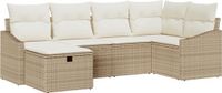 vidaXL Bankstel 7-delig Polyrattan Beige/Crèmewit