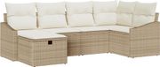 vidaXL Bankstel 7-delig Polyrattan Beige/Crèmewit
