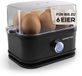 GOURMETmaxx eierkoker voor 6 eieren | Eierkoker met eierprikker in maatbeker | Eierkoker met 3 hardheidsstanden – voor elk ei de juiste stand | Design eierkoker in zwart – vaatwasmachinebestendige onderdelen