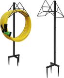 Merkloos Tuinslanghouder, vrijstaand voor tuin, afneembare metalen tuinwaterslang, opbergorganizer, heavy duty tuinbuisstandaard voor tuin